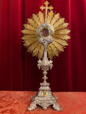 Monstrance H 75 Cm. style Baroque - Style en Full - Silver / Polished and Varnished / Silver Marks Present, France 18 th century