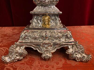 Monstrance H 75 Cm. style Baroque - Style en Full - Silver / Polished and Varnished / Silver Marks Present, France 18 th century