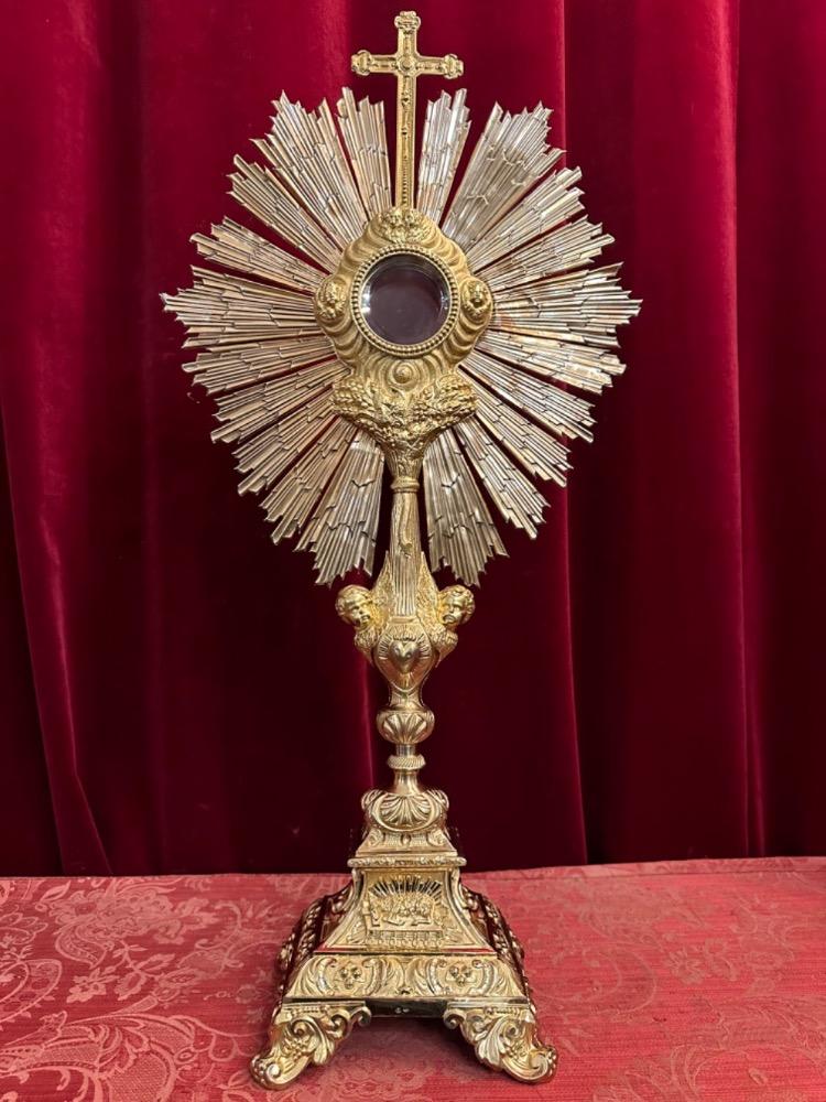 1 Baroque - Style Monstrance With Original Full Silver Lunula