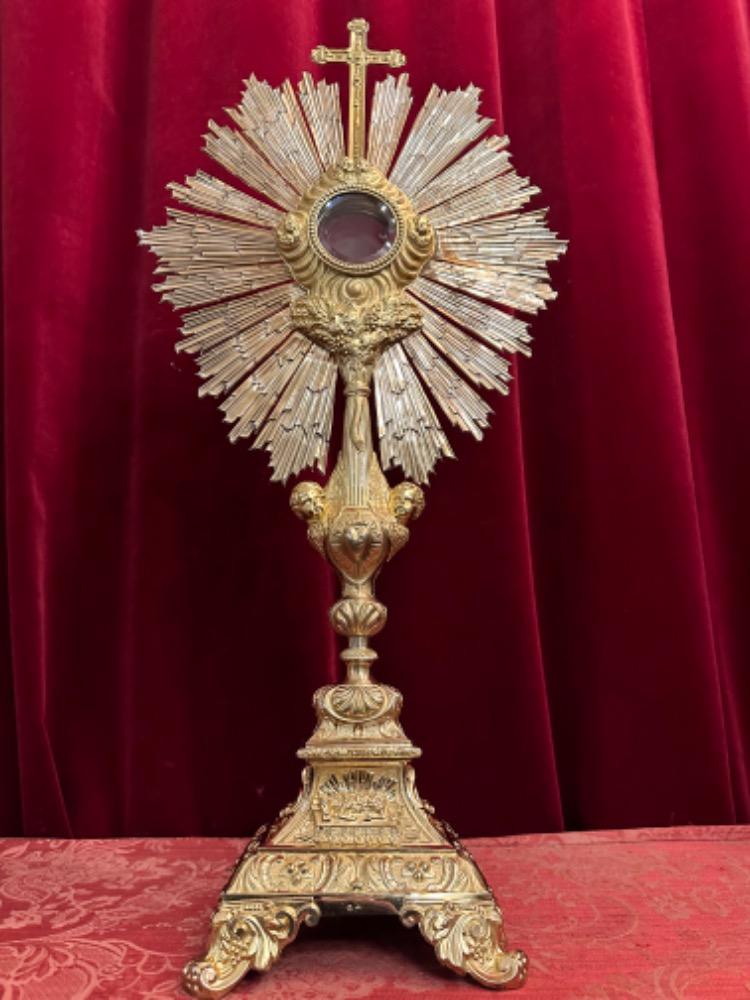 1 Baroque - Style Monstrance With Original Full Silver Lunula