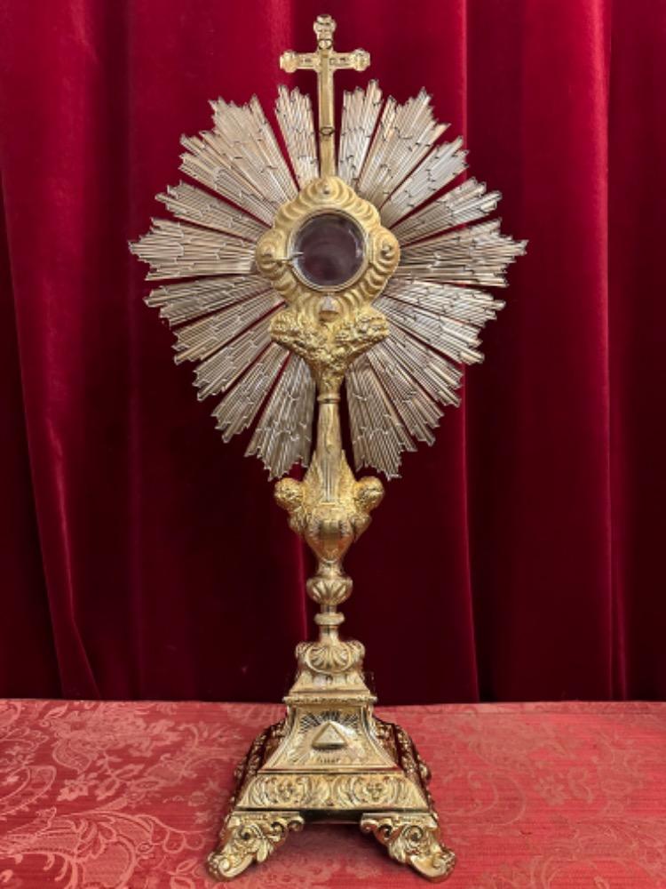 1 Baroque - Style Monstrance With Original Full Silver Lunula