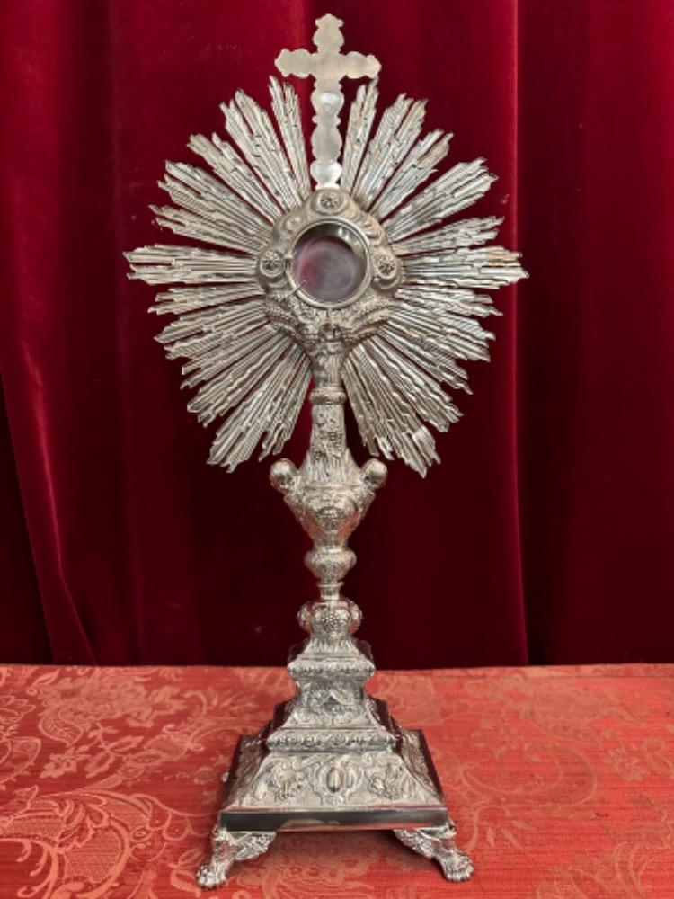 1 Baroque - Style Monstrance With Original Full Silver Lunula