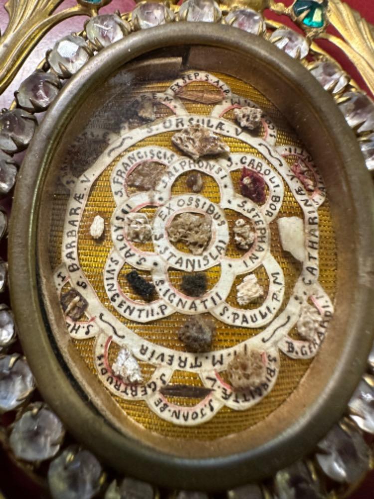 1 Baroque - Style Multi Reliquary Relics : St. Franciscus, St. Ursula, St. Alphonsus, St. Stanislav Kostka, St. Catharina S. Etc.