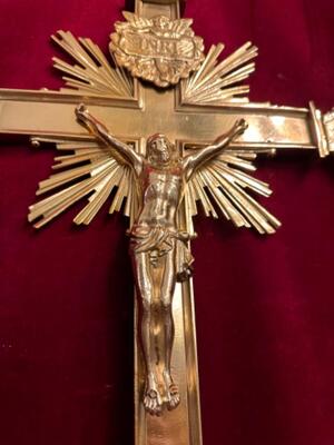 Processional Cross style Baroque - Style en Bronze / Polished and Varnished, Belgium  19 th century ( Anno 1865 )