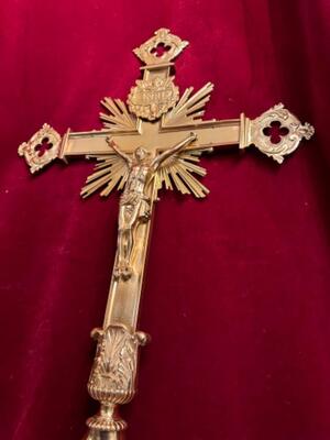 Processional Cross style Baroque - Style en Bronze / Polished and Varnished, Belgium  19 th century ( Anno 1865 )