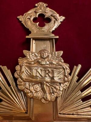 Processional Cross style Baroque - Style en Bronze / Polished and Varnished, Belgium  19 th century ( Anno 1865 )