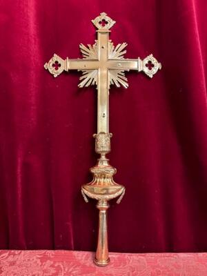 Processional Cross style Baroque - Style en Bronze / Polished and Varnished, Belgium  19 th century ( Anno 1865 )