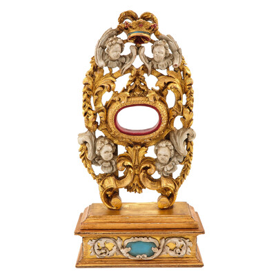 Relic - Holder style Baroque - Style en Wood Polychrome, 18 th century