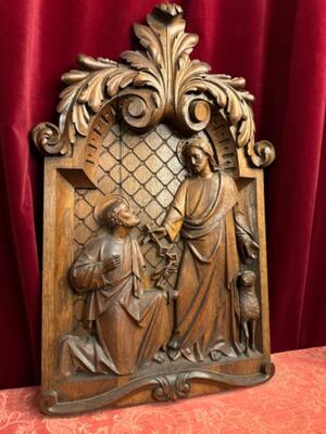 Relief Jesus Hands Over The Keys To Petrus style Baroque - Style en Hand - Carved Wood Oak, Breda Netherlands 19 th century ( Anno 1845 )