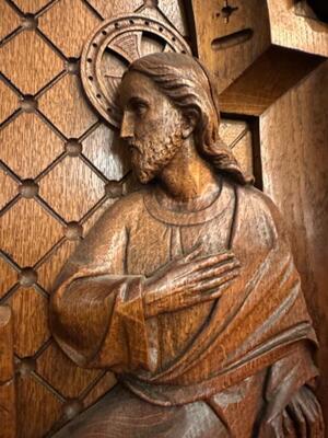 Relief Jesus Meets A Samaritan Woman. style Baroque - Style en Hand - Carved Wood Oak, Breda Netherlands 19 th century ( Anno 1845 )