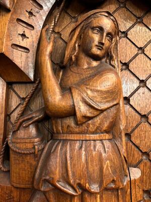 Relief Jesus Meets A Samaritan Woman. style Baroque - Style en Hand - Carved Wood Oak, Breda Netherlands 19 th century ( Anno 1845 )