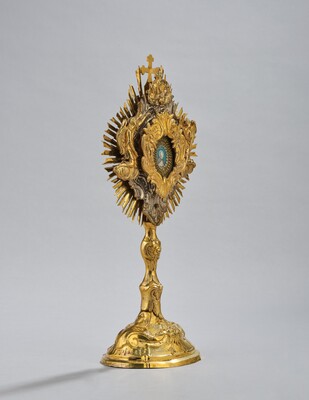 Reliquary - Relic  style Baroque - Style en Brass / Glass , Southern Germany 18 th century