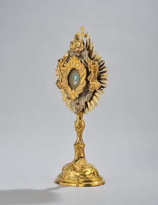 Reliquary - Relic  style Baroque - Style en Brass / Glass , Southern Germany 18 th century