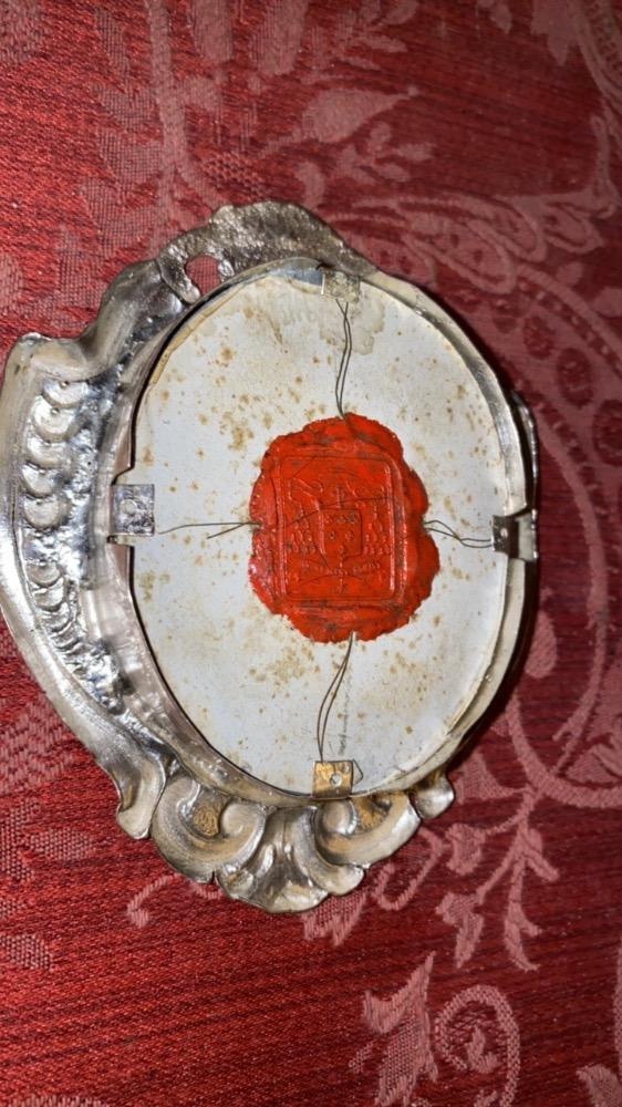 1 BAROQUE-STYLE Reliquary - Relic Ex Ossibus St. Amandus & Multiple Saints 16