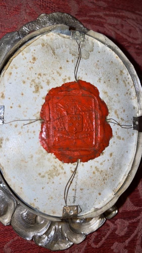 1 BAROQUE-STYLE Reliquary - Relic Ex Ossibus St. Amandus & Multiple Saints 16