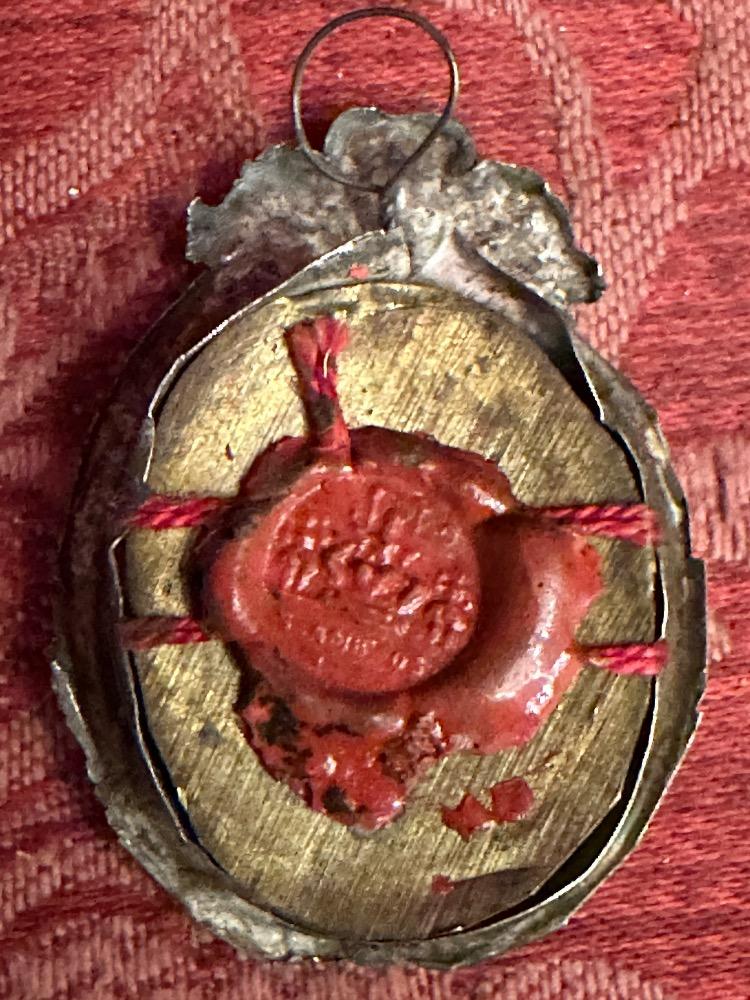 1 Baroque - Style Reliquary - Relic Ex Ossibus St. Carolus ( Charles ) & St. Camillus