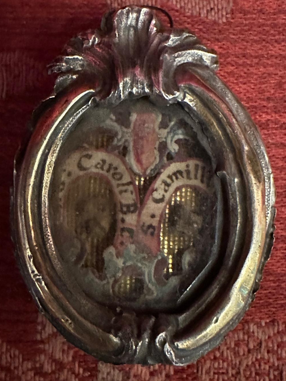 1 Baroque - Style Reliquary - Relic Ex Ossibus St. Carolus ( Charles ) & St. Camillus