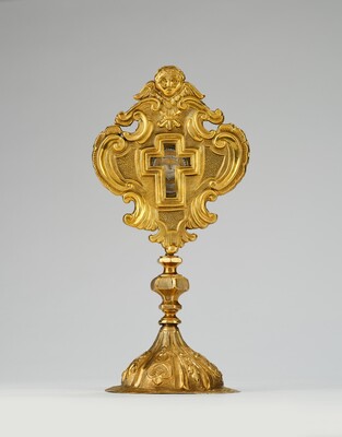 Reliquary - Relic Ex Ossibus St. Sebastian  style Baroque - Style en Brass / Gilt / Glass, Southern Germany 18 th century