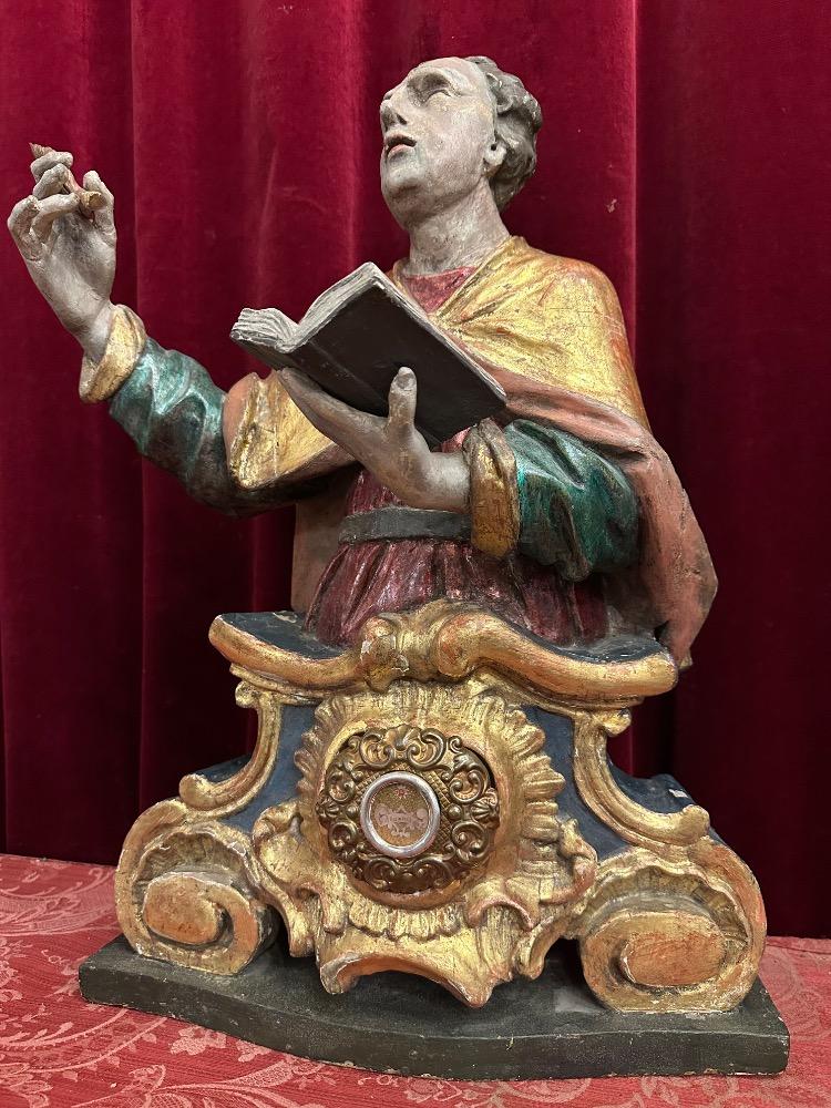 1 Baroque - Style Reliquary - Relic Ex Sepulchre St. John Evangelist With Original Document