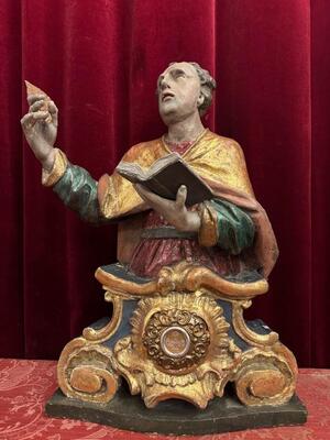 1 Baroque - Style Reliquary - Relic Ex Sepulchre St. John Evangelist With Original Document