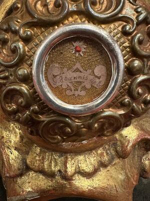 1 Baroque - Style Reliquary - Relic Ex Sepulchre St. John Evangelist With Original Document