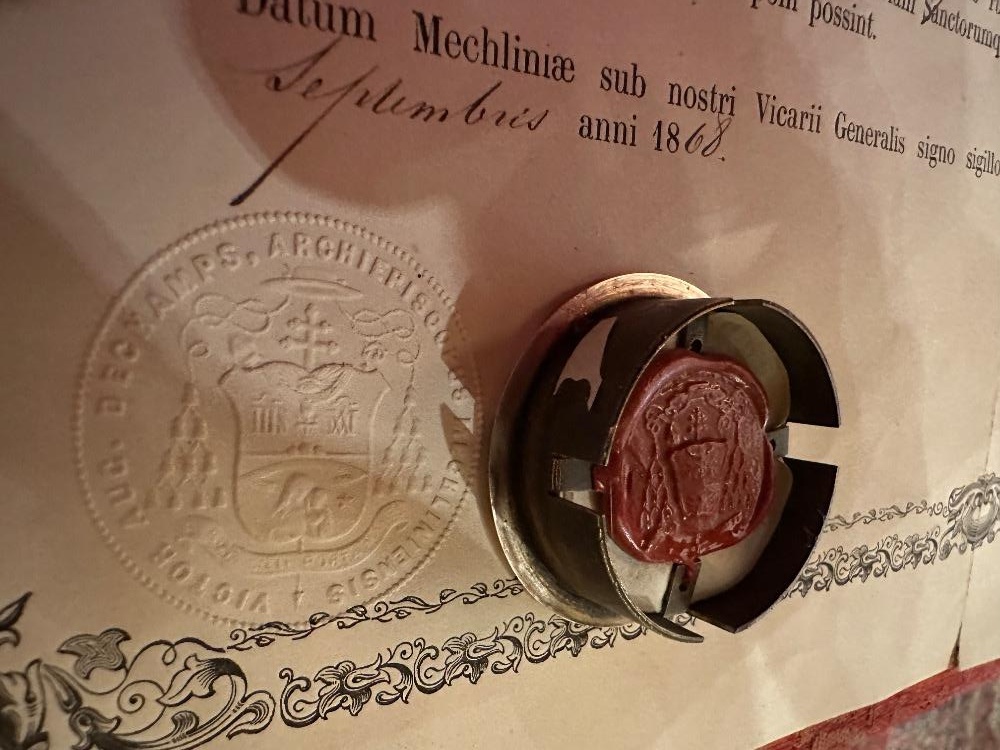 1 Baroque - Style Reliquary - Relic Ex Sepulchre St. John Evangelist With Original Document