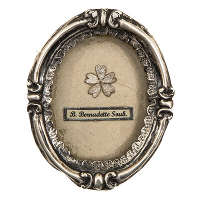 Reliquary - Relic St. Bernadette Soubirous style Baroque - Style en Silver / Glass / Originally Sealed, France 19 th century