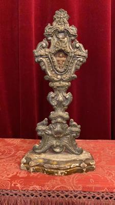 Reliquary - Relic St. Catherine  style BAROQUE-STYLE  en Wood / Brass / Wax Seals / Glass, Italy  18 th century