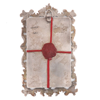 Reliquary - Relic True - Cross. Engraved Imagination. style Baroque - Style en Full - Silver / Wax Seal, Spain 18 th century