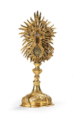 Reliquary - Relic True Cross. Relic : Ex Pallio S. Joseph / S. B.V.M.  style BAROQUE-STYLE en Brass / Glass, Italy 18 th century