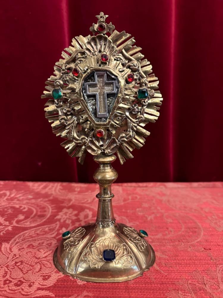 1 Baroque - Style Reliquary - Relic True Cross Theca Rock - Crystal