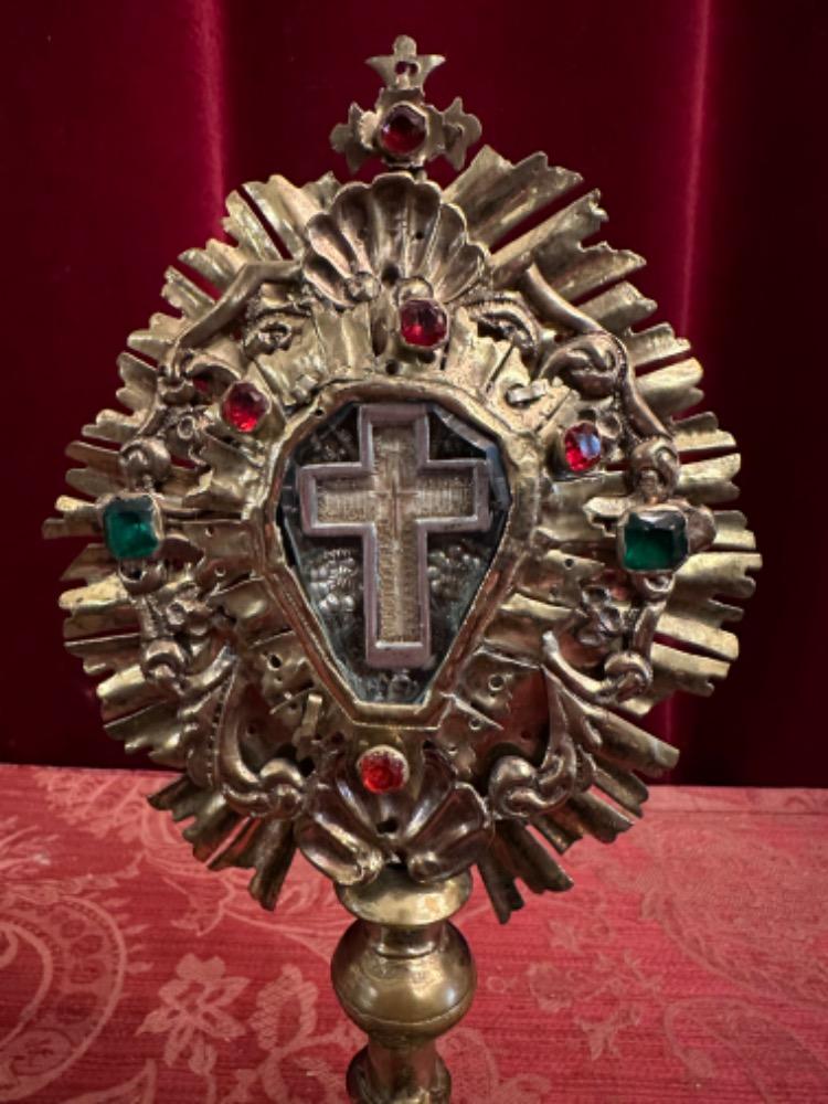 1 Baroque - Style Reliquary - Relic True Cross Theca Rock - Crystal