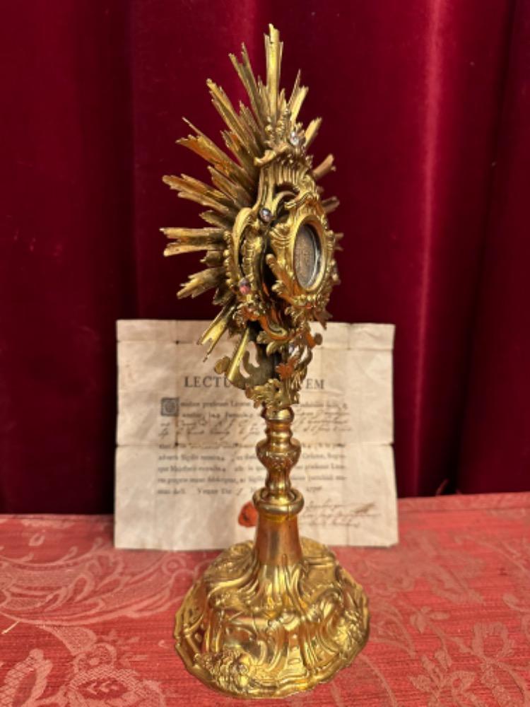 1 Baroque - Style Reliquary - Relic True Cross With Original Document !