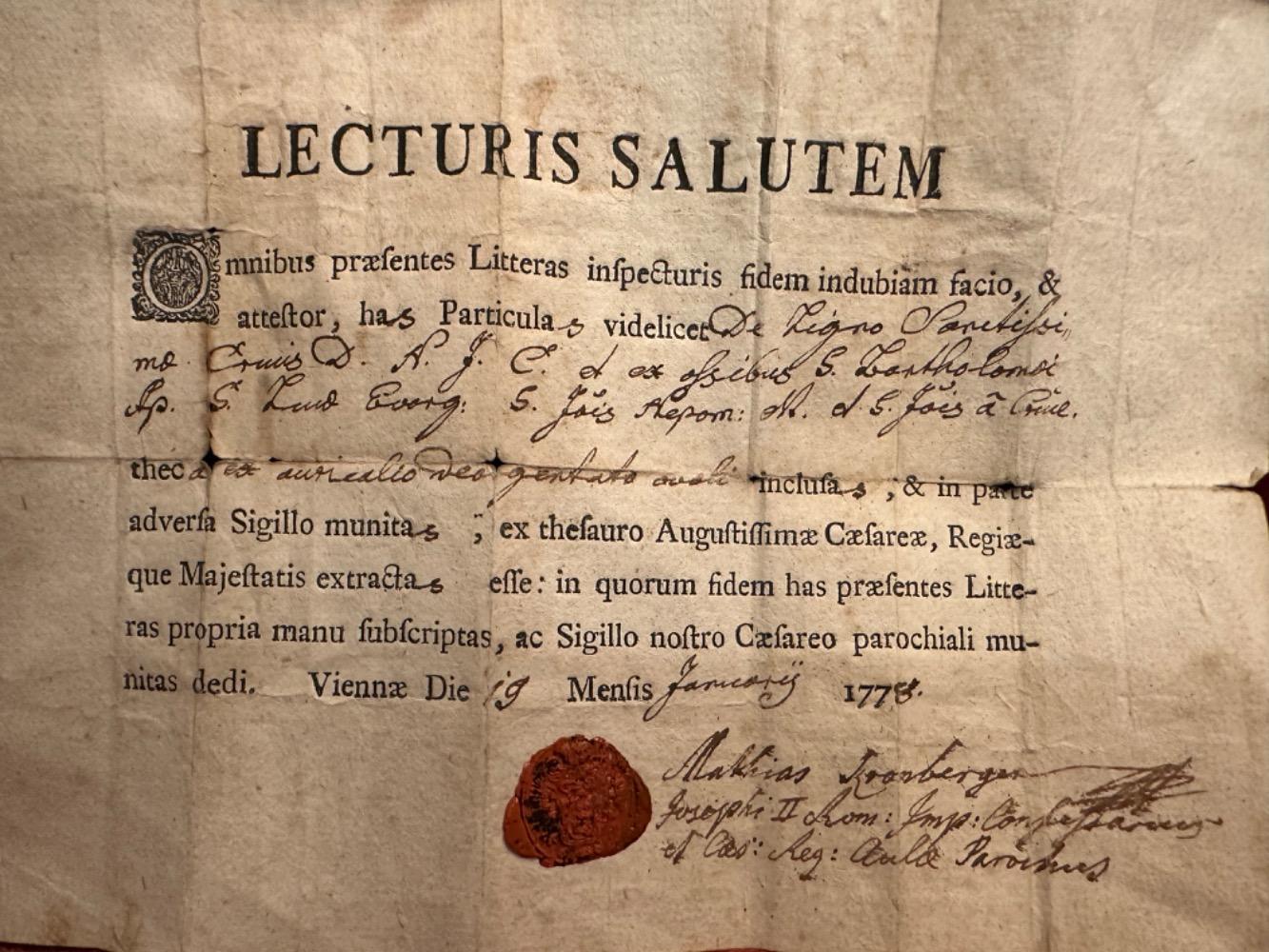 1 Baroque - Style Reliquary - Relic True Cross With Original Document !