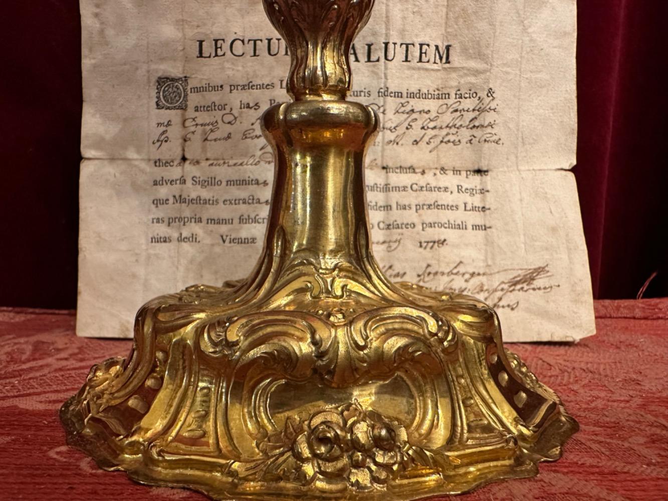 1 Baroque - Style Reliquary - Relic True Cross With Original Document !