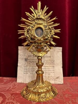 1 Baroque - Style Reliquary - Relic True Cross With Original Document !