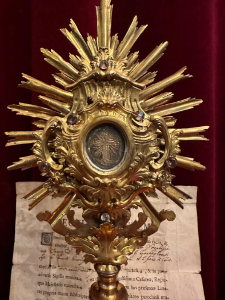 1 Baroque - Style Reliquary - Relic True Cross With Original Document !