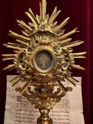 Reliquary - Relic True Cross With Original Document ! style Baroque - Style en Brass / Glass , Vienna Austria 18 th century ( 1778 )