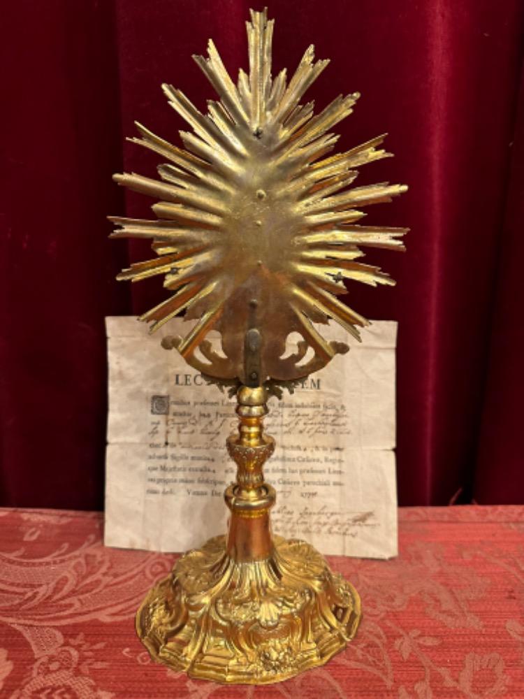 1 Baroque - Style Reliquary - Relic True Cross With Original Document !