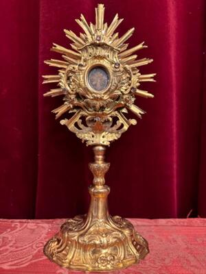 Reliquary - Relic True Cross With Original Document ! style Baroque - Style en Brass / Glass , Vienna Austria 18 th century ( 1778 )