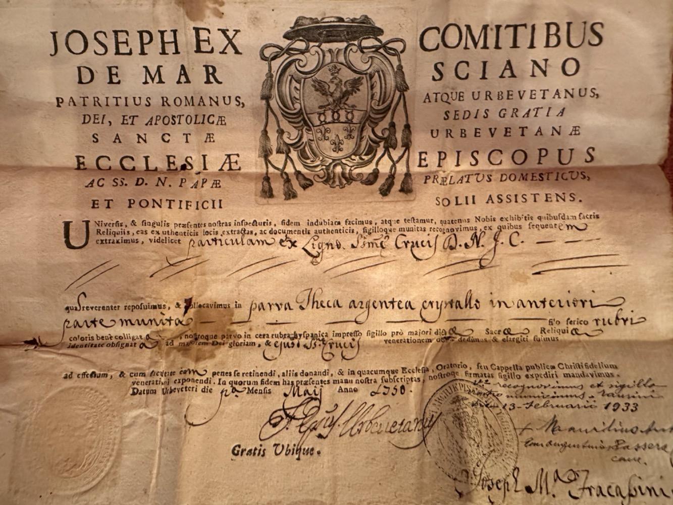 1 Baroque - Style Reliquary - Relic True Cross With Original Document