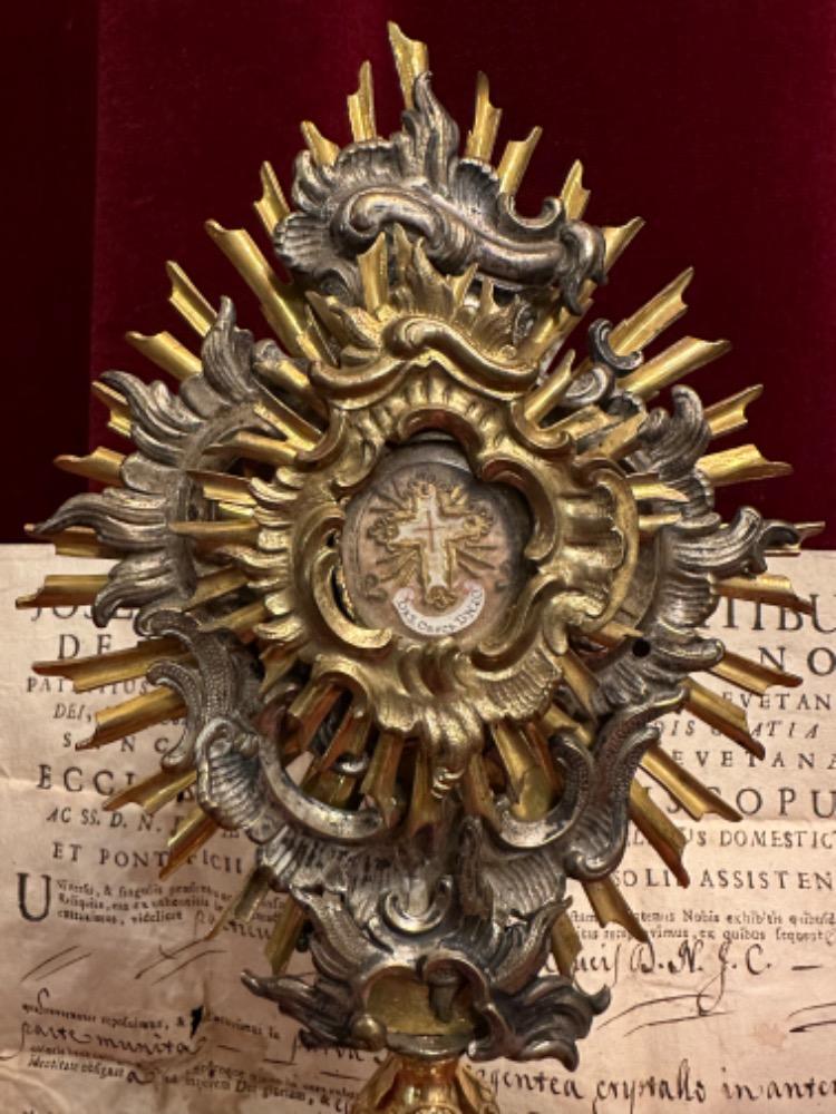 1 Baroque - Style Reliquary - Relic True Cross With Original Document