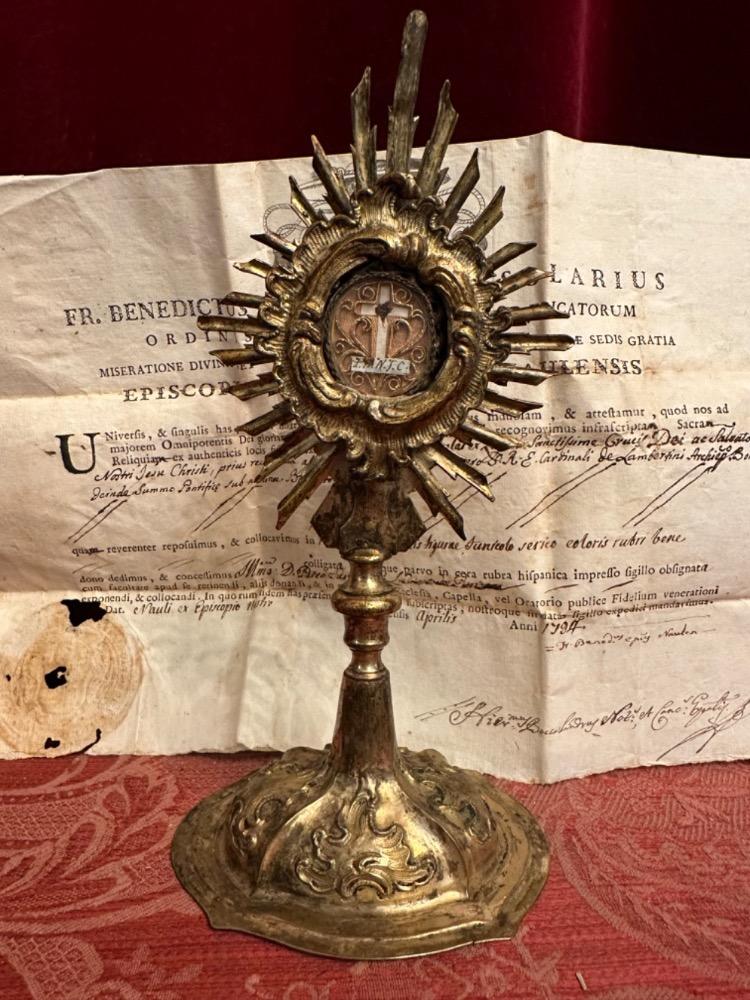 1 Baroque - Style Reliquary - Relic True Cross With Original Document
