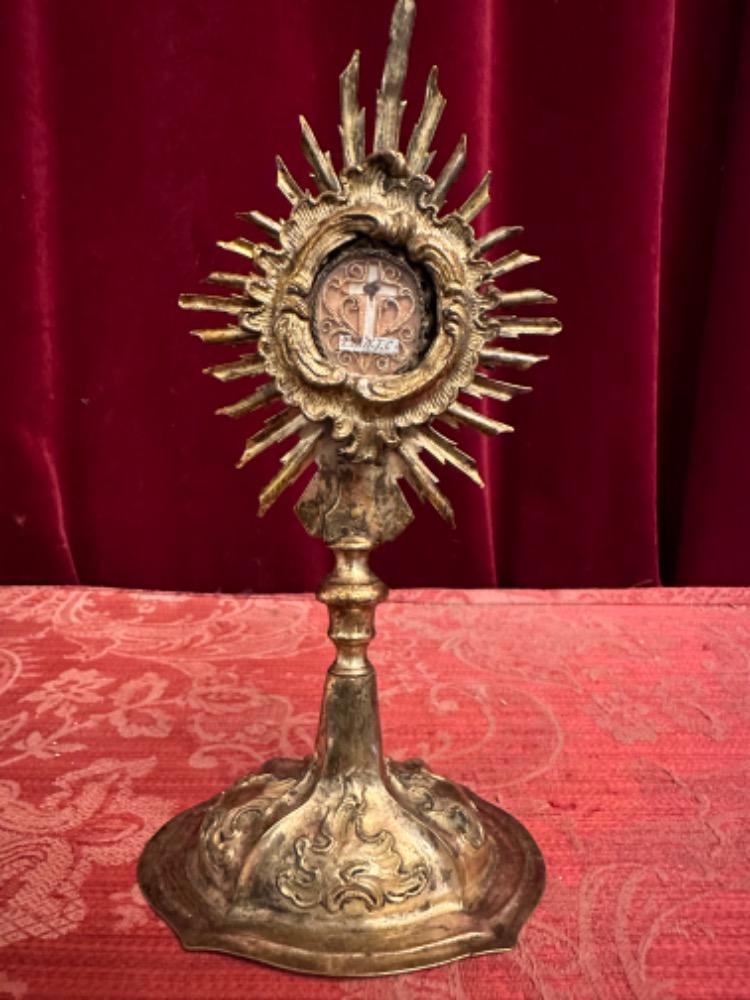 1 Baroque - Style Reliquary - Relic True Cross With Original Document