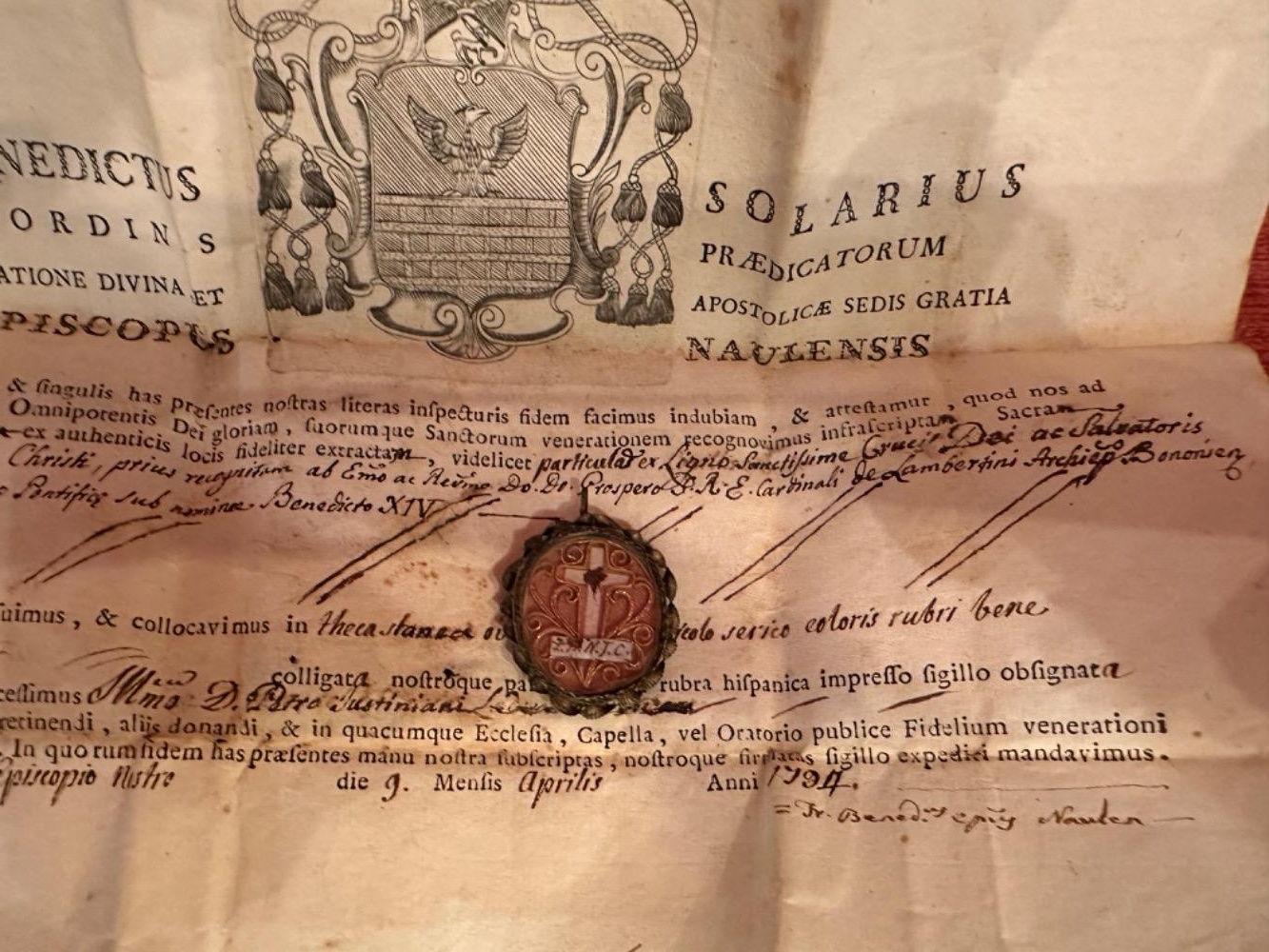 1 Baroque - Style Reliquary - Relic True Cross With Original Document