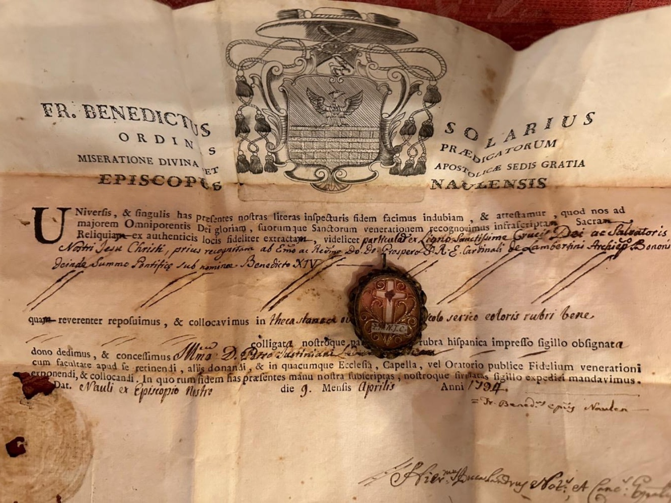 1 Baroque - Style Reliquary - Relic True Cross With Original Document