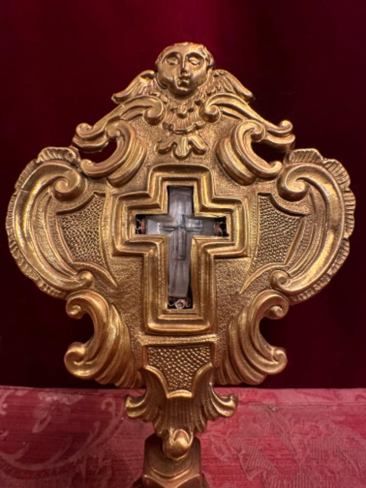 1 Baroque - Style Reliquary - Relic True Cross With Original Document