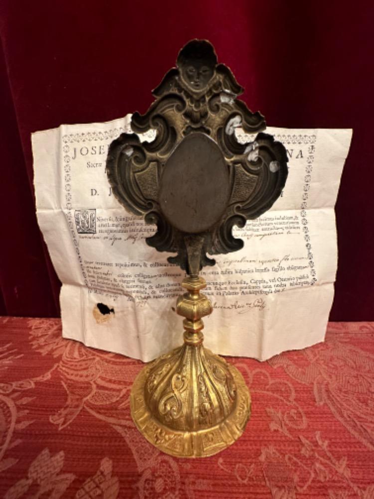 1 Baroque - Style Reliquary - Relic True Cross With Original Document