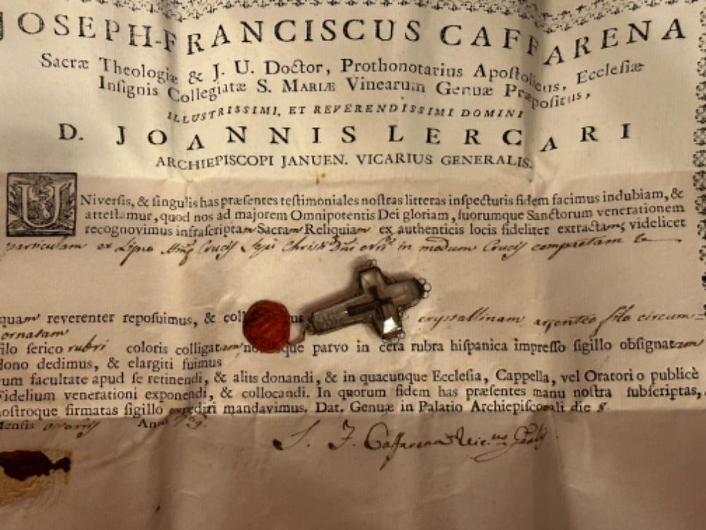 1 Baroque - Style Reliquary - Relic True Cross With Original Document