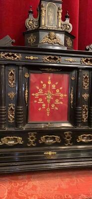 Reliquary - Relics : S. Crucis / True Cross. 12 Apostles & More style Baroque - Style en Wood / Brass / Glass, Germany 18 th century ( Anno 1750 )